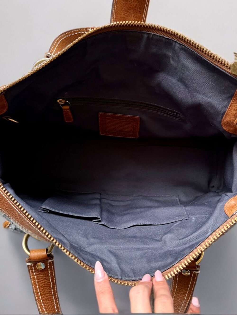Coach Blue Denim Jumbo Signature Legacy Mandy Satchel Bag 10827 - Picture 12 of 14